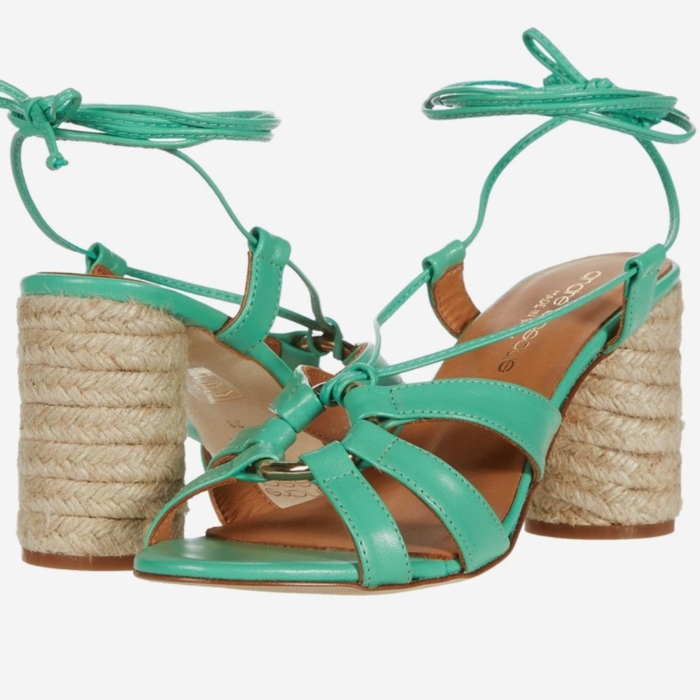 Andre Assous Maggie Ankle Tie Espadrille heel sandal Mint Size 9 NEW IN BOX